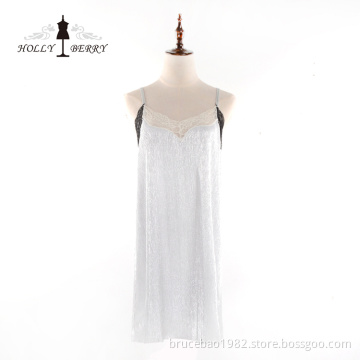 Fashion Women Sleeveless V-neck Soft Suspender Lace Dress